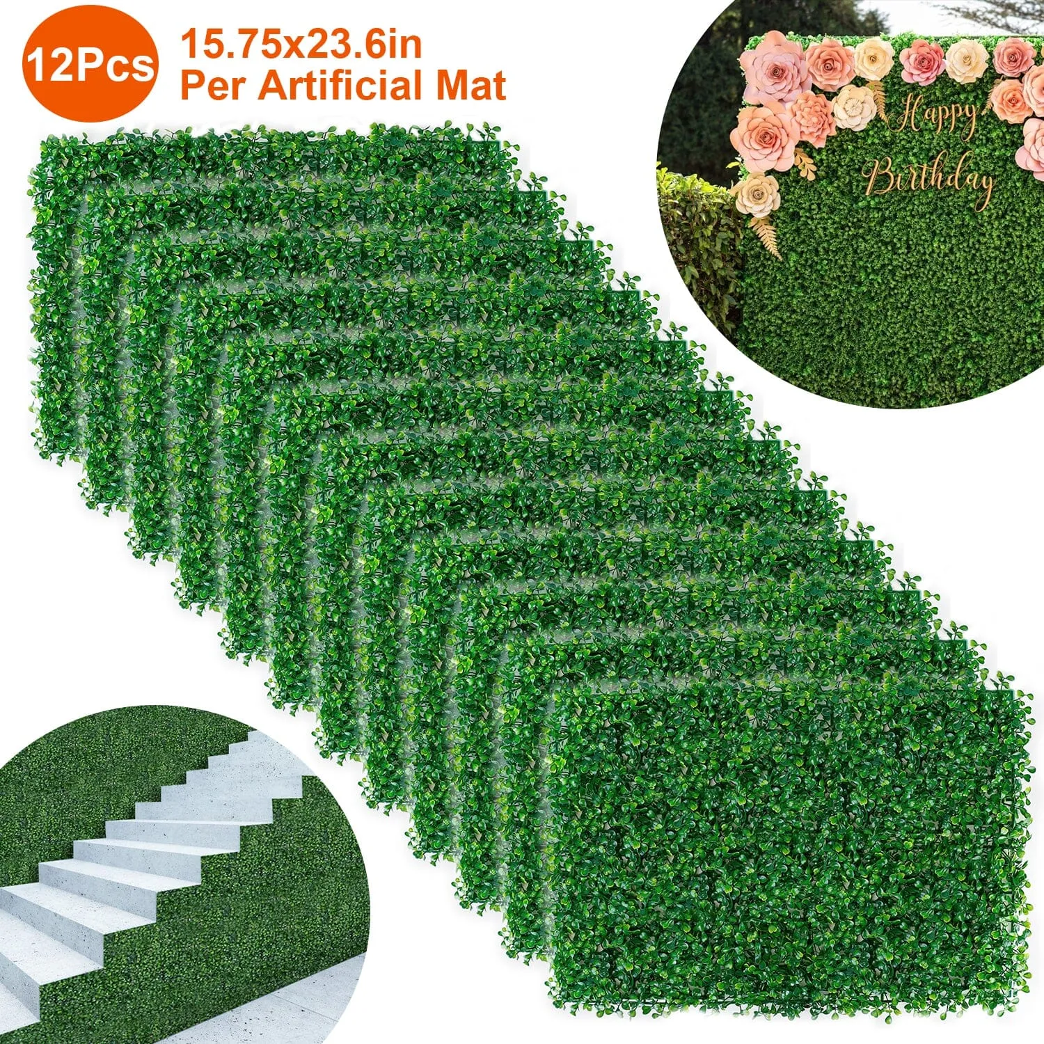 12-Piece: Artificial Boxwood Plant Grass