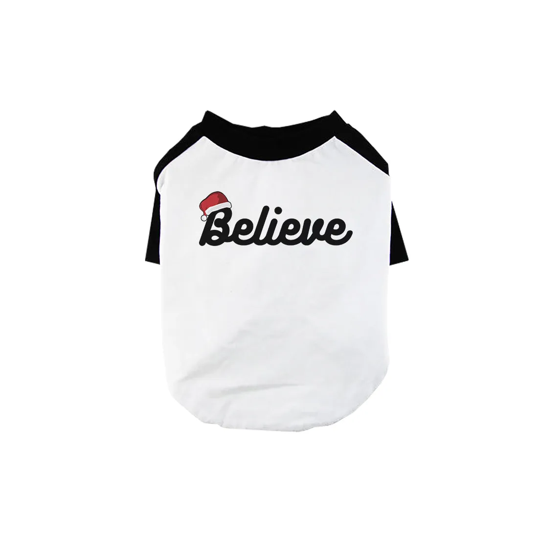 Believe Santa Hat Pet Baseball Shirt for Small Dogs