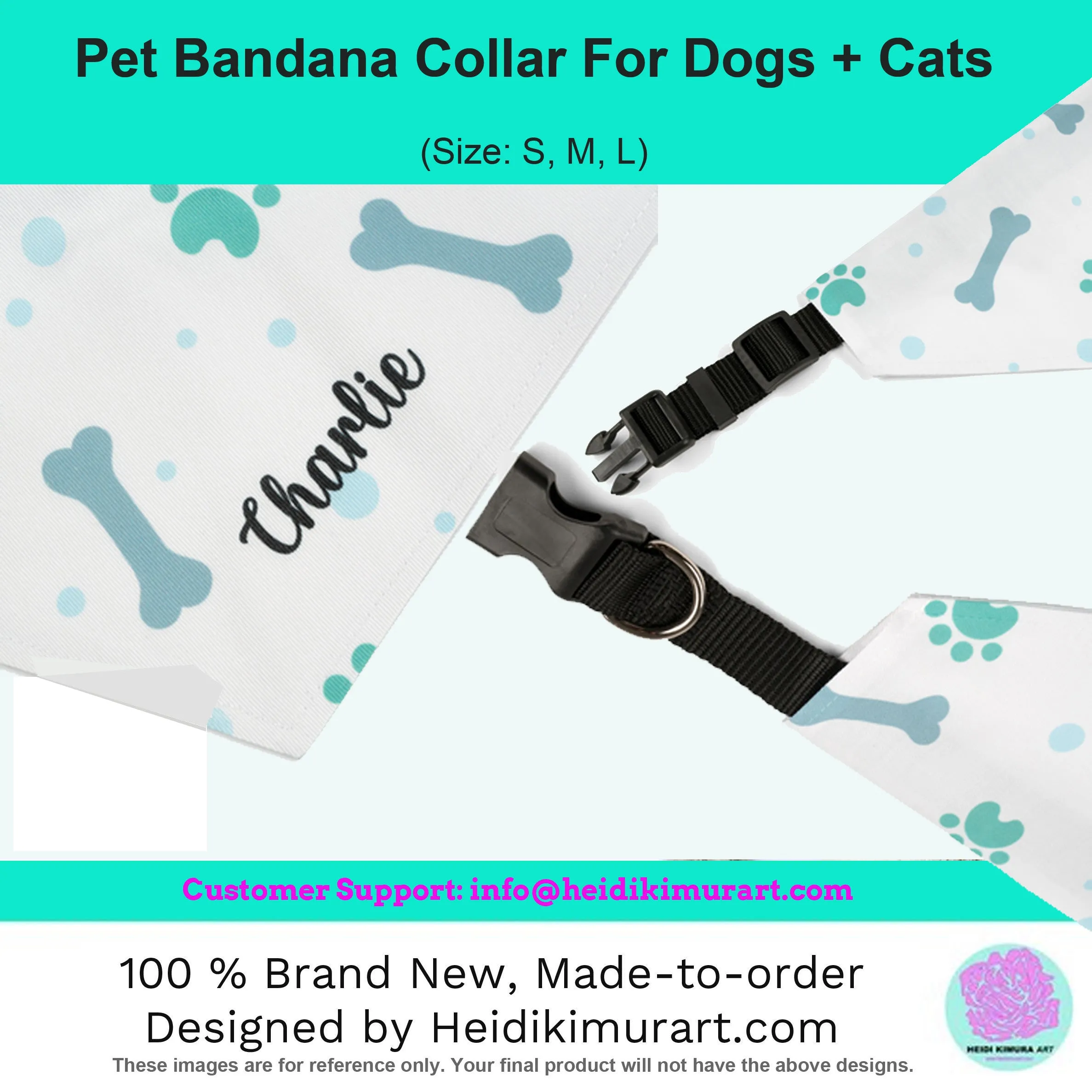 Blue Pet Bandana Collar, Cute Mother's Day Special For Cat/ Dog Moms-Printed in USA(Size: S, M, L)