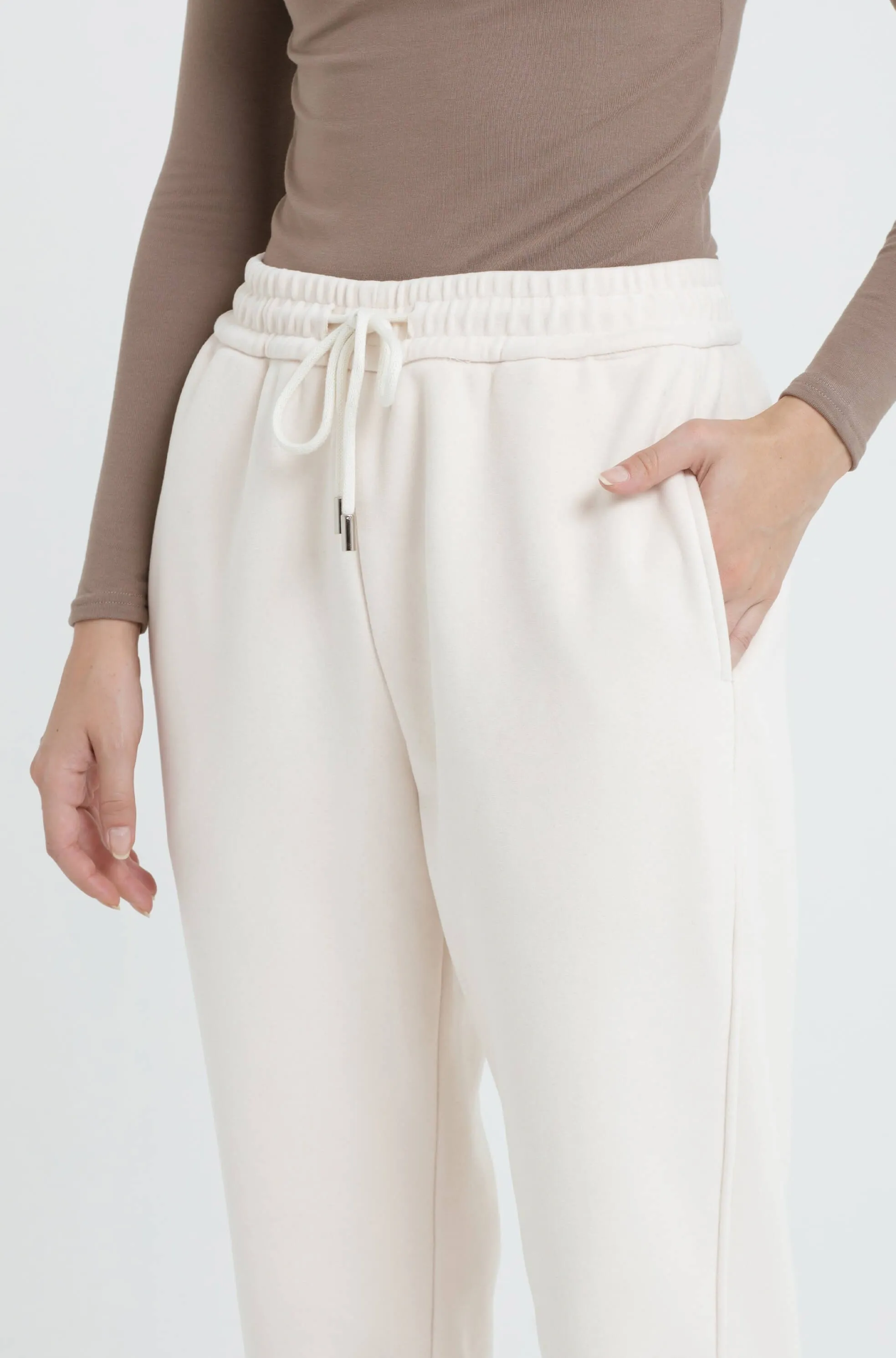 Cream Soft Fleece Winter Jogger