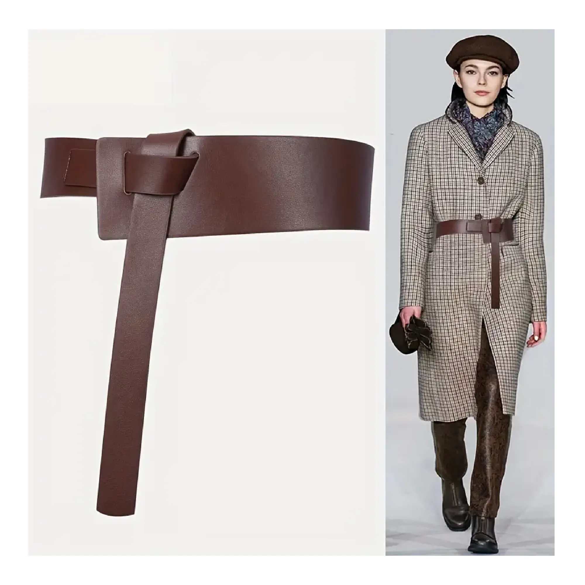 Minimalist Genuine Leather Wide Belt Vintage Knotted Waist Belt Business Suit Coat With Sweater Skirt Decorated Girdle