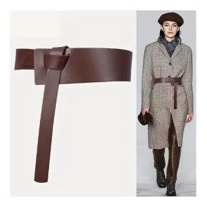 Minimalist Genuine Leather Wide Belt Vintage Knotted Waist Belt Business Suit Coat With Sweater Skirt Decorated Girdle